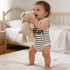 Mono sin mangas de Summer Infant para hombre y mujer, Traje de gateo con estampado de letras y triángulo, Traje holgado de rayas finas