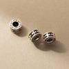 Cuentas planas con patrón de plata S925, cuentas espaciadoras de plata tailandesa envejecida, pulsera DIY, cuentas sueltas vintage, accesorios de cuerda trenzada hechos a mano T0274