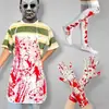 Cosplay de Halloween Casa Encantada Horror Mancha de Sangre Delantal Guantes Calcetines Set Demonio Enfermera Fiesta Disfraz Accesorios