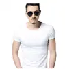 Marca de Moda Vibe High Street Camiseta de Manga Corta Verano Color Sólido Camiseta Básica Ajustada Slim Manga Media Ajustada Cuello Redondo Camiseta