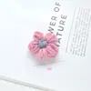 Grampo de cabelo infantil com flor de cinco pétalas em crochê puff, elástico de cabelo, acessórios semi-acabados, materiais para joias DIY, acessórios
