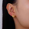 Venta caliente aretes de sol espiral acero inoxidable color dorado aretes de botón para mujer joyería de moda para niñas regalo de cumpleaños al por mayor