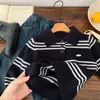 Suéter Masculino Bangcheng 2026 Inverno Novo Estilo Coreano Infantil Listrado Gola Polo Tricô Top de Inverno para Meninos