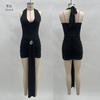 Vestido de Verano 2025 Nuevo Estilo Europeo y Americano para Mujer Temu, Adelgazante, Espalda Descubierta, Color Liso, Cuello Halter, Ceñido a la Cadera