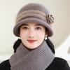 Gorro para personas de mediana edad y mayores, forro polar para exteriores, resistente al frío, tejido a la moda, gorro de lana cálido y sencillo, gorro de punto con pelo de conejo.