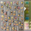 Adesivos de Unha Artística Embossados Flor de Cerejeira Cruzada Flores Pequenas Frescas 3D Adesivos Embossados DIY para Isqueiro Modelo SL