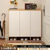 Zapatero para entrada de casa, almacenamiento integrado, montado en la pared, modelo nuevo para apartamentos de alquiler, mueble de entrada interior de madera maciza