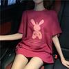 Nuevas Camisetas de Verano con Estampado de Dibujos Animados de Manga Corta para Mujer, Tendencia Estilo Coreano Celebridad de Internet Estilo Holgado de Longitud Media Camisetas