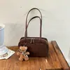Nueva Bolsa Tipo Boston Transfronteriza Estilo Coreano Casual Retro Suede Melange Felpa Bolso de Mano Bolso de Hombro para Mujer Viaje Diario