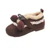 Roupas Outerwear Fofas Estilo Coreano Outono e Inverno Novas Sapatos Peludos para Bebês Forrados com Fleece para Aquecimento e Versáteis Sapatos de Algodão Moda Princesa