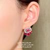 Anillo de Gema Arcoíris Ábaco de Turmalina Jedi Chapado en Oro de 18K Flor de Aciano Rojo Zafiro Collar Aretes de Zirconia