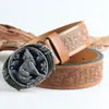 Hebilla de Aleación de Zinc con Cabeza de Lobo para Motocicleta Cinturón de Piel de Vaca Hebilla Retro para Hombre Cinturón Moderno Cinturón Casual Personalizado para Pantalones