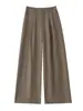 Foto real de los nuevos pantalones anchos de lino tie-dye de verano 2026, pantalones de seda helada, pantalones rectos casuales protectores del sol de longitud completa para mujer