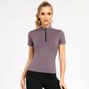 Ropa Deportiva de Fitness Ajustada con Cuello Alto y Media Cremallera Top Deportivo Chaqueta para Correr para Mujer de Manga Corta Ropa de Yoga Wa96 Transpirable y de Secado Rápido