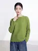 Blusa de tricô casual de outono, versátil, de corte solto com ombros caídos e mangas morcego, modeladora e elegante, versátil, estilo Issey Miyake