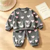 Conjunto de Sudadera con Estrellas para Niñas Primavera y Otoño Estilo Coreano Ropa de Bebé de Manga Larga Conjunto de Dos Piezas Atuendo Deportivo Casual para Niños
