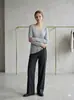 [Amarillo Queso] Camiseta Básica Ligera y Transpirable de Tencel Lino con Cuello en V para Mujer, Camiseta de Manga Larga Holgada y Adelgazante para Primavera y Verano