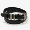 Cinturón de Cuero Fino de 2.3 cm Simple y Elegante para Mujer, Versátil Cinturón Negro con Hebilla de Pin para Jeans y Decoración de Vestido