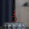 Hebilla de Anillo de Cinabrio Estilo Chino Colgante de Cadena para Teléfono Móvil para Hombres y Mujeres Colgante de Celebridad de Internet Cadena de Unidad USB Corta Anti-Pérdida Cuerda Pequeña Regalo
