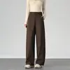 Pantalones casuales para mujer estilo coreano 2026 otoño nuevo de cintura alta con bolsillo trasero tipo cargo de pierna ancha curvada pantalones de pierna recta pantalones de chándal