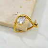 Anillo J123 de Acero Inoxidable con Zirconia de Gota de Agua y Zirconia Redonda, Doble Anillo para Mujer con Líneas Geométricas Curvas, Nuevo Diseño Transfronterizo