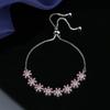 Pulsera Pequeña Fresca Elegante Chapada en Plata s925 Diamante Verde Nieve Ajustable con Cordón Joyería de Mano Flor de Gama Alta para Mujer