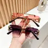 Óculos de Sol Quadrados com Borda Cortada e Armação Dupla Integrada para Homens e Mulheres, Anti-UV, Tendência, Estampa de Leopardo, Quadrados