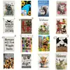 Banderas Populares para Jardín con Estampados de Animales Lindos, Lino de Doble Cara Decoración de Atmósfera Exterior para el Patio