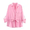 Comercio Exterior Transfronterizo Ropa para Mujer Verano 2025 Estilo Europeo y Americano Camisa de Manga Larga con Cordón + Conjunto de Pantalones Casuales para Mujer B88851/2F