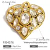 Yuhui Accesorios para Joyería DIY Transfronterizos Colgante de Acero Inoxidable con Flor de Goteo de Aceite Incrustaciones de Pedrería Corazón Chapado en Oro Real Accesorios DIY