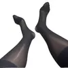 Calcetines Brillantes de Media Pantorrilla para Hombre, Verano, Negocios, Delgados, Nylon, Negros, Formales para Hombre