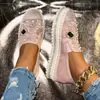 Sapatos Rasos Casuais com Strass para Comércio Exterior Transfronteiriço de Grande Tamanho Novos para Mulheres Outono 2025 Mocassins Slip-On com Solado Grosso
