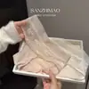 Irresistiblemente tiernos~ Calzones sexys de encaje para mujer, tiro bajo, deseo puro, malla, transpirables, entrepierna de algodón puro, tanga triangular