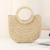 Bolso de Mano Semicircular con Forma de Luna, Bolso Cruzado para Vacaciones en la Playa, Bolso Tejido Versátil de Color Sólido, Bolso Pequeño Casual para Viajes