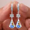 Pendientes largos elegantes japoneses y coreanos con microincrustaciones de circonita artificial y cristales de diamante superbrillantes, pendientes con borlas para mujer, venta al por mayor simple