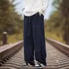 Calça Jeans Azul Marinho Ferramentas de Madeira Masculina Verão Estilo Cityboy Japonês Calça Tendência Solta Reta Casual