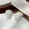Pendientes con un Toque de Lujo Ligero y de Gama Alta, Pendientes de Aro con Aguja de Plata de Ley 925, Joyería Metálica para Orejas, Pendientes con Diseño de Espiga de Trigo para Mujer