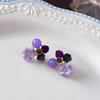 Brincos pequenos de prata com pedra olho de gato, diamante, cristal artificial, flor, brincos de pino, temperamento doce, elegante, de alta qualidade, da Coreia do Sul