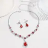 Juego de Collar y Pulsera de Joyería para Novia con Pedrería y Circonita para Vestido de Boda Accesorios de Boda para Dama de Honor Juego de Dos Piezas de Alta Gama