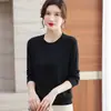 Suéter de Cuello Redondo Estilo Coreano para Mujer 2024 Nuevo Otoño Cachemir Tejido Camiseta Base Holgada Fina Chaqueta Interior Manga Larga