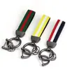 Llavero de Cinta de Nailon Tricolor de Venta Caliente Transfronteriza Llavero de Cuero Colgante Coche Coche Tira de Color Lanyard para Llaves