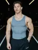Colete Canelado de Seda Gelada estilo Americano YOUNGLA para Homens, Colete Esportivo para Fitness, Roupa Justa para Treinamento de Corrida e Basquete