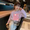 H2511# Camiseta Branca de Manga Longa para Meninas Algodão Simples Outono Nova Solta Infantil Outono Moda T