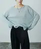 Blusa de Punto de Lino Micro Transparente Protección Solar Cuello Redondo Estilo Nuevo Otoño Temprano