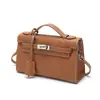 Nuevo Bolso de Hombro EPSOM de Piel de Vaca con Estampado de Palma Bolso Pequeño Tipo Kelly Bolso Cruzado de Cuero Genuino para Mujer
