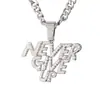 Joyería Transfronteriza Europea y Americana, Cadena Cubana Hip-Hop de Moda para Hombres y Mujeres, Colgante de Aleación Único y de Moda Never Give Up