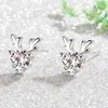 Aretes de moissanita simulación de transmisión en vivo para mujer estilo Ins amor plata de ley S925 circonita seis garras aretes de moissanita aretes