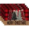 Manteles Decorativos de Lino Navideño Cascanueces Navideño Árbol de Navidad Cuadros Clásicos en Blanco y Negro Decoración de Copos de Nieve Mantel