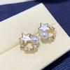 Brincos de Pérola de Água Doce Naturais Mais Vendidos no Outono com Design Estiloso, Argolas em Forma de Estrela, Versáteis para Mulheres, Tarraxas de Prata S925