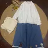 Colección Primavera 2026 Nueva Estilo Japonés Fresca Dulce Bordada Holgada Algodón Manga Larga Camisa para Mujer Versátil
